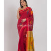 Red Cotton Silk Jamdani Saree angoshobha