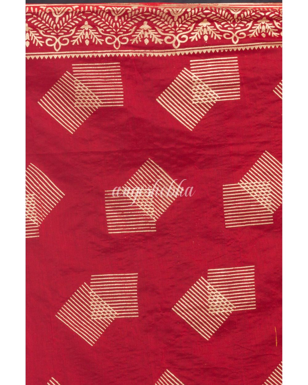 Red Handloom Festive Cotton Silk Saree angoshobha