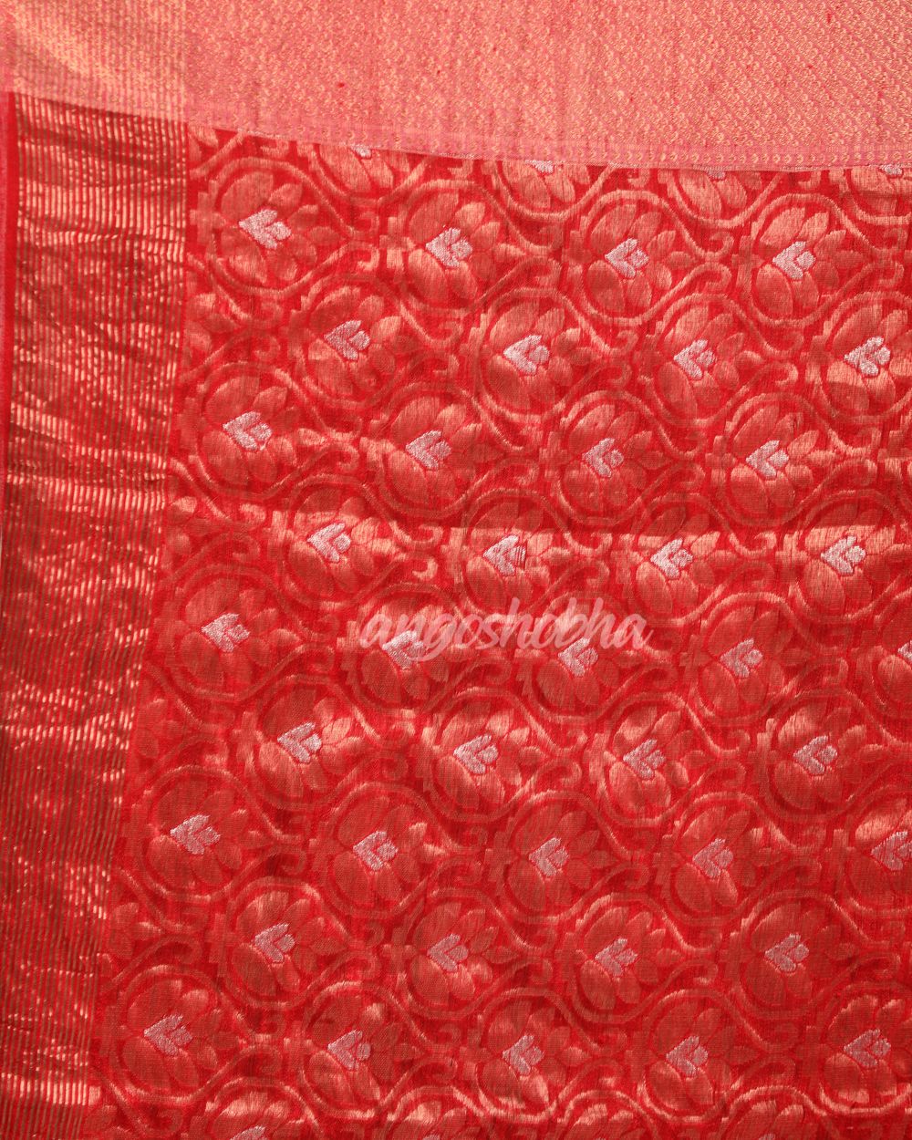 Red Handloom Traditional Tangail Matka Silk Saree angoshobha