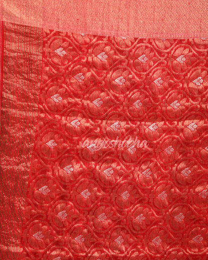 Red Handloom Traditional Tangail Matka Silk Saree angoshobha