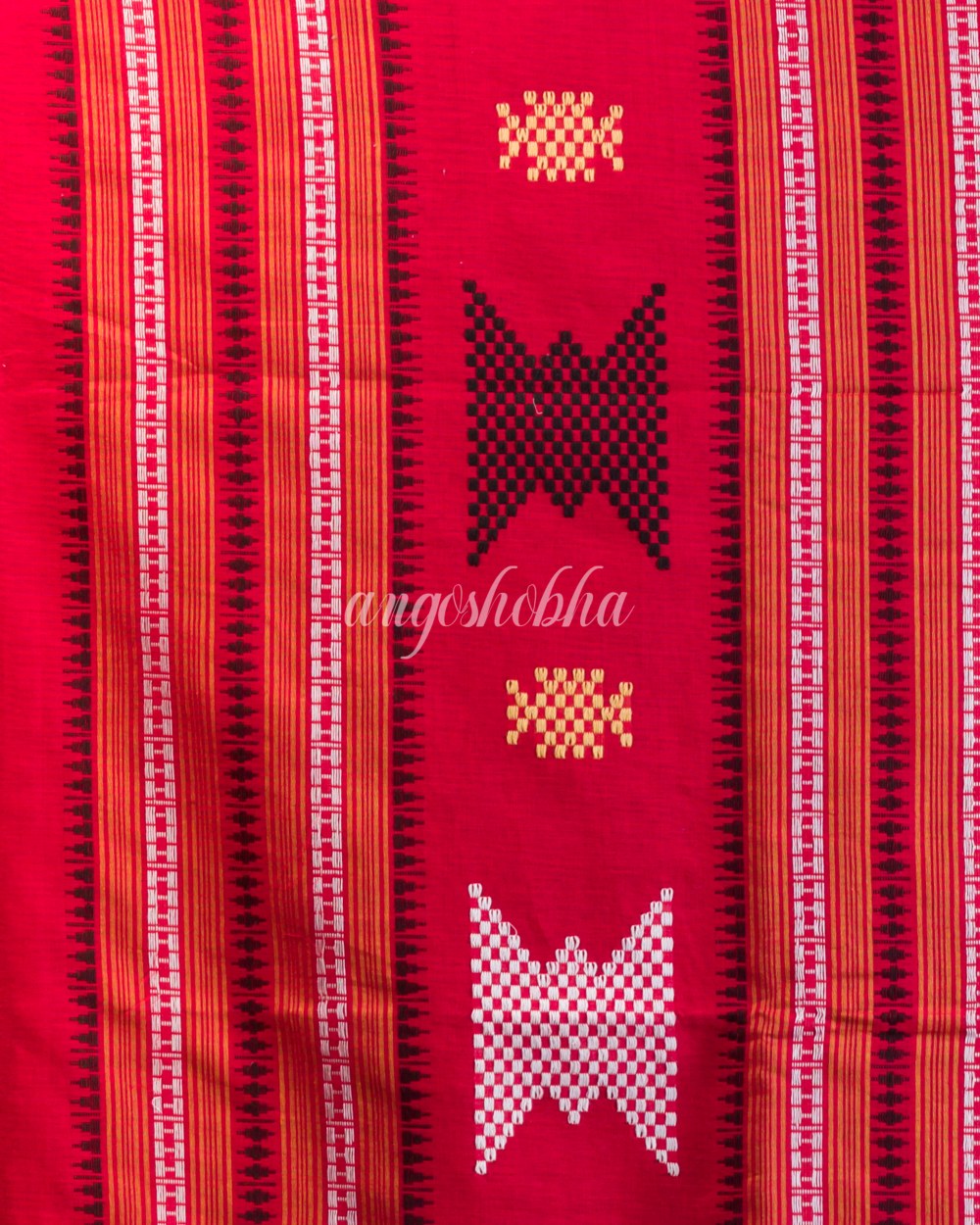Red Handwoven Cotton Saree angoshobha