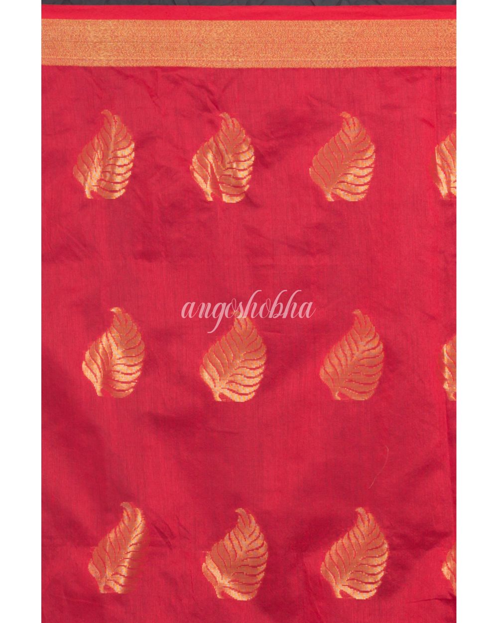 Red Handwoven Cotton Silk Saree angoshobha