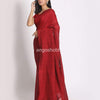 Red Khadi Cotton Handloom Saree With Pompom Pallu angoshobha