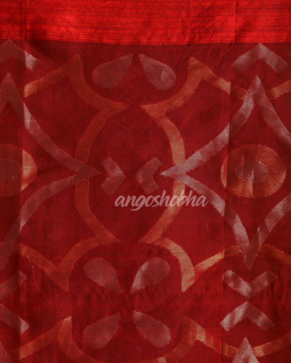 Red Matka Silk Handloom Traditional Sequin Jamdani Saree angoshobha