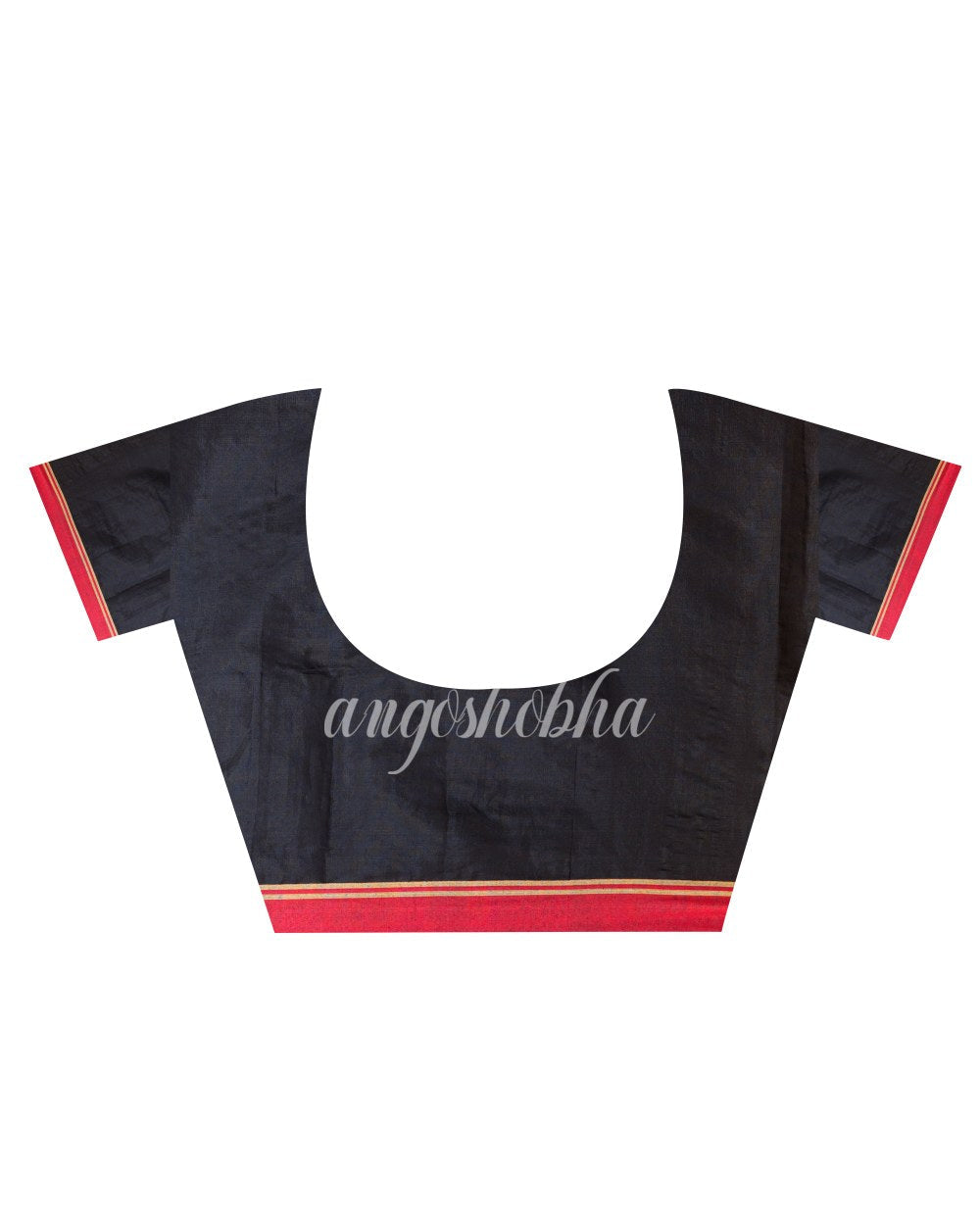 Red Temple Border Blended Cotton Jamdani Saree angoshobha