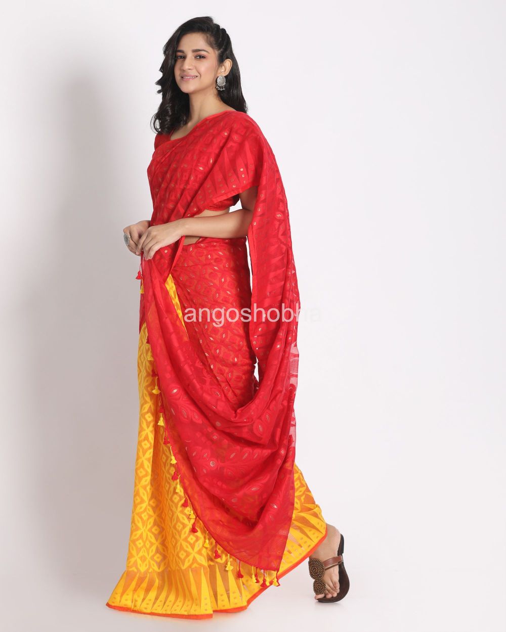 dhakai jamdani cotton saree