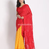 Red Yellow Cotton Silk Jamdani Saree angoshobha