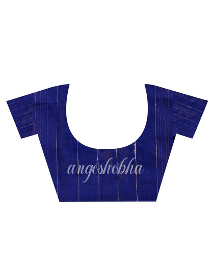 Royal Blue Cotton Blend Handloom Jamdani Saree angoshobha