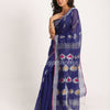 Royal Blue Cotton Blend Handloom Jamdani Saree angoshobha