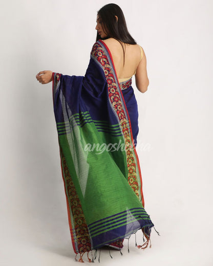 Royal Blue Handloom Cotton Tangail Saree angoshobha