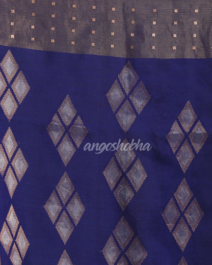 Royal Blue Matka Silk Handloom Traditional Jamdani Saree angoshobha