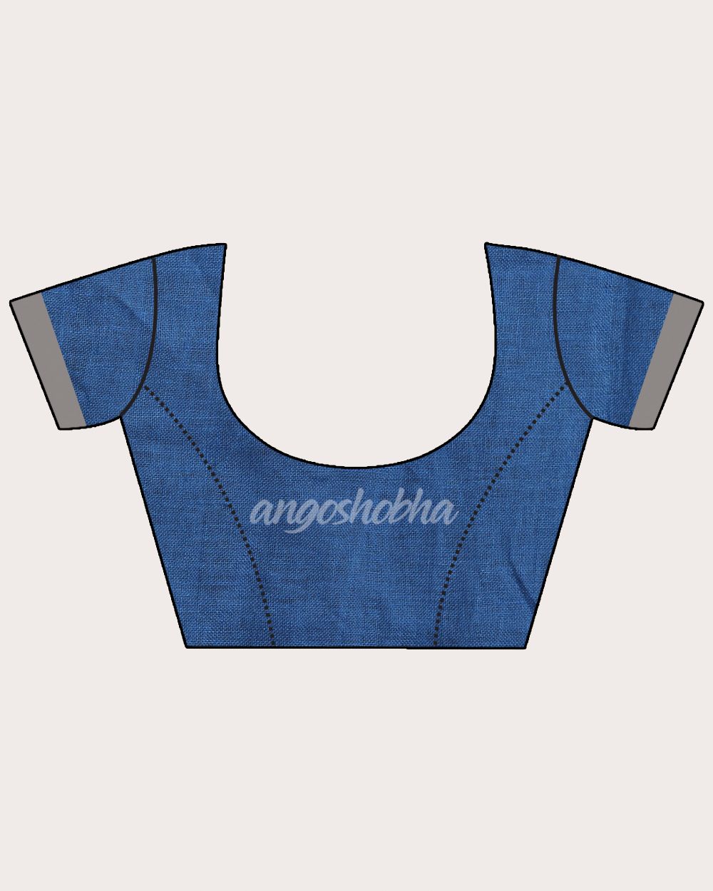 Royel Blue Check Traditional Handloom Linen Saree angoshobha