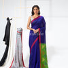 Royel Blue Cotton Blend Festive Jamdani Saree angoshobha