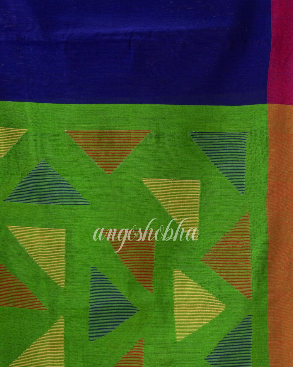 Royel Blue Cotton Blend Festive Jamdani Saree angoshobha