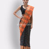 Self Temple Design Tant Pure Cotton Saree (Black) angoshobha