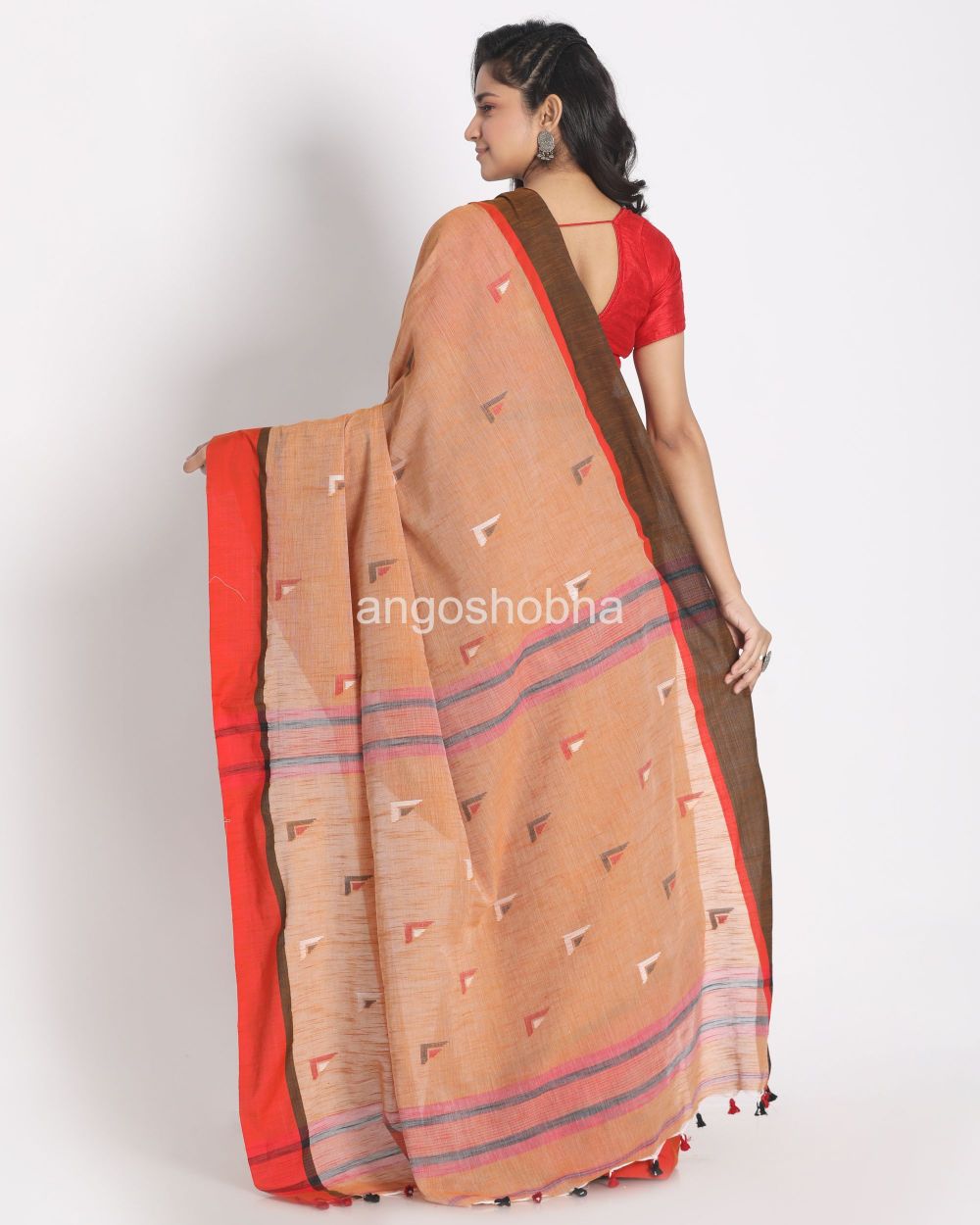 Sepia Cotton Handloom Saree angoshobha
