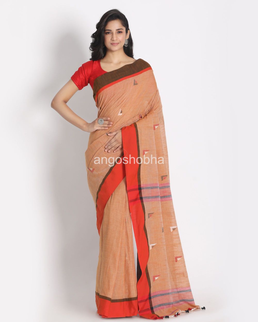 Sepia Cotton Handloom Saree angoshobha