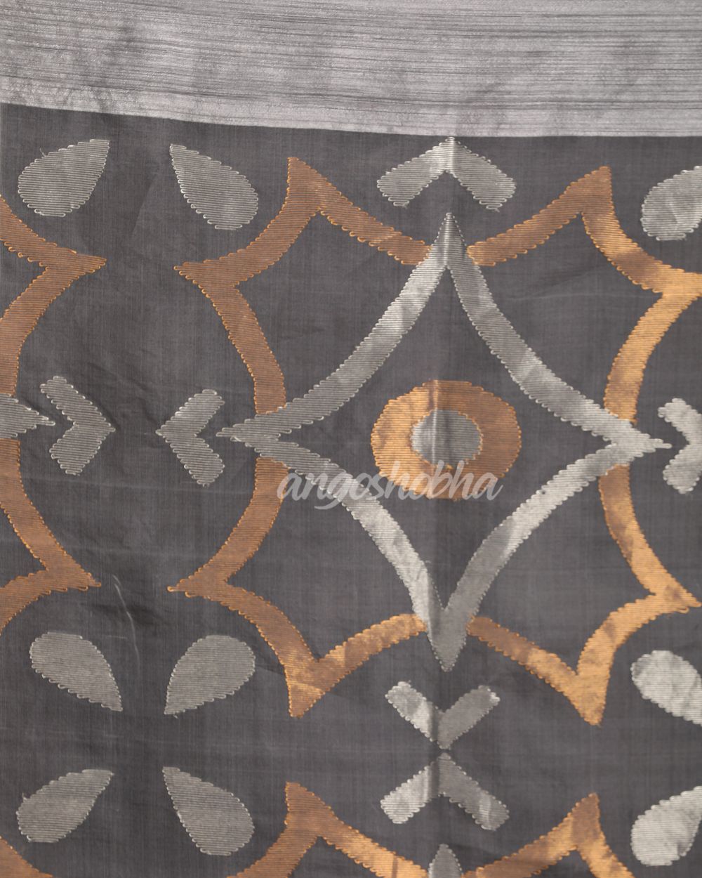 Silver Blue Matka Silk Handloom Traditional Sequin Jamdani Saree angoshobha