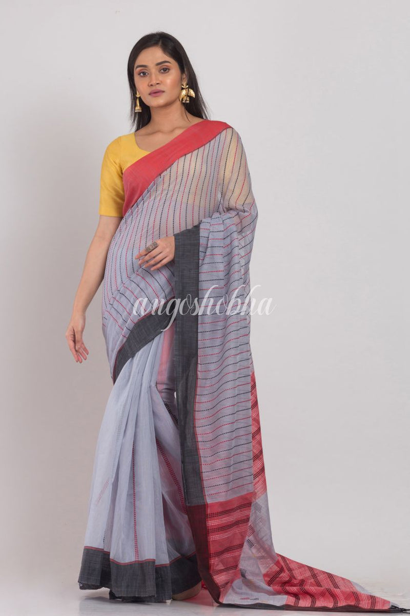 Silver Gray Handloom Saree