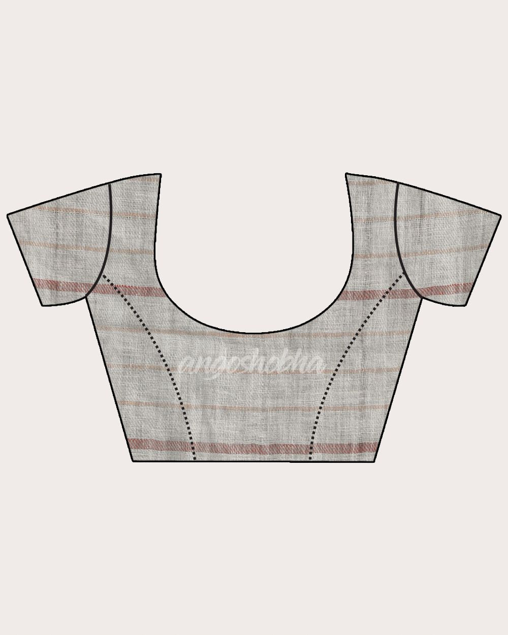 Silver Grey Traditional Handloom Check Linen Saree angoshobha