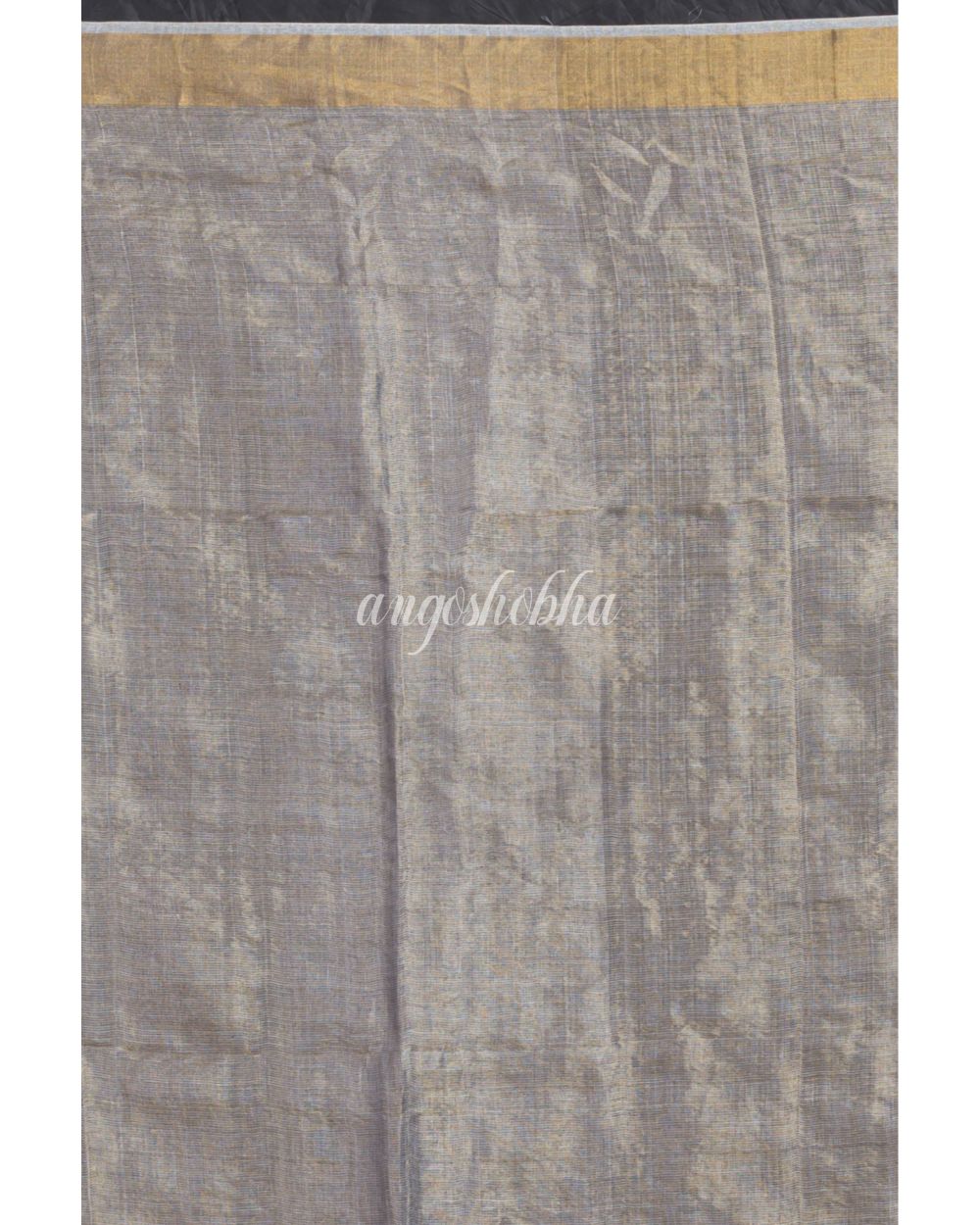 Silver Grey Tussar Silk Jamdani Saree angoshobha