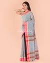 Silver grey Cotton Jamdani saree