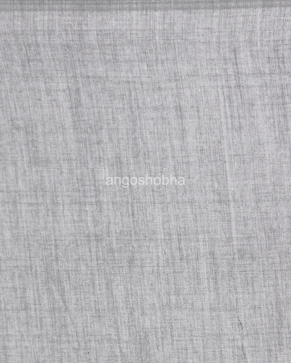Silver grey handspan cotton handwoven saree angoshobha