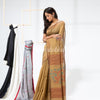 Tan Cotton Blend Festive Jamdani Saree angoshobha