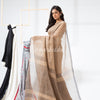 Tan Handloom Linen Saree angoshobha