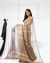 Tan Handloom Linen Saree