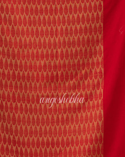 Tan Red Cotton Tangail Festive Saree angoshobha