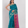 Teal Blended Cotton Handloom Saree angoshobha