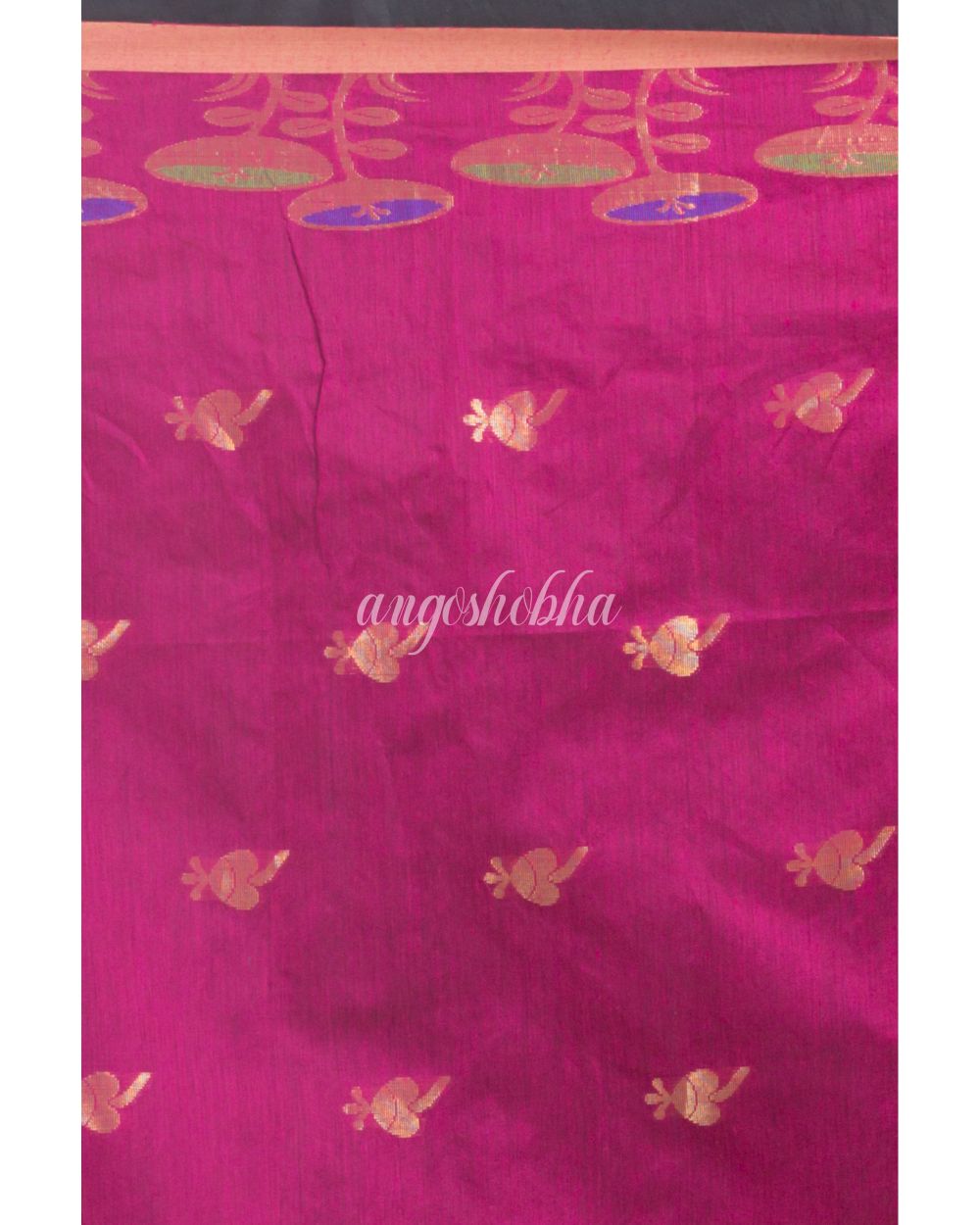Teal Blended Cotton Handloom Saree angoshobha