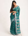 Teal Cotton Blend Handloom Jamdani Saree