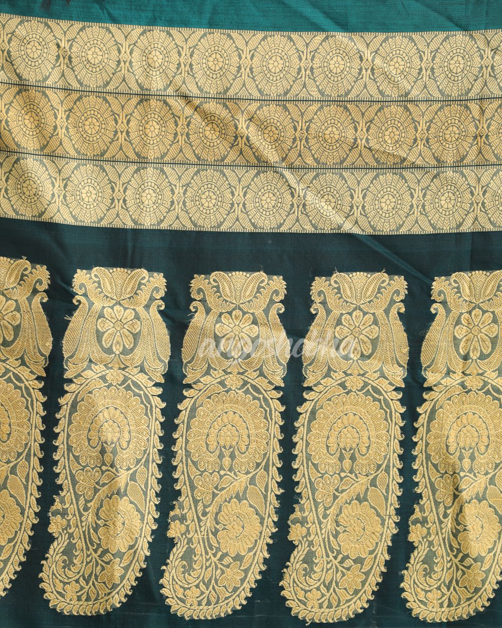 Teal Traditional Handloom Cotton Silk Jamdani Saree angoshobha