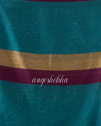 Teal handloom bengal cotton saree angoshobha