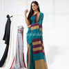 Teal handloom bengal cotton saree angoshobha