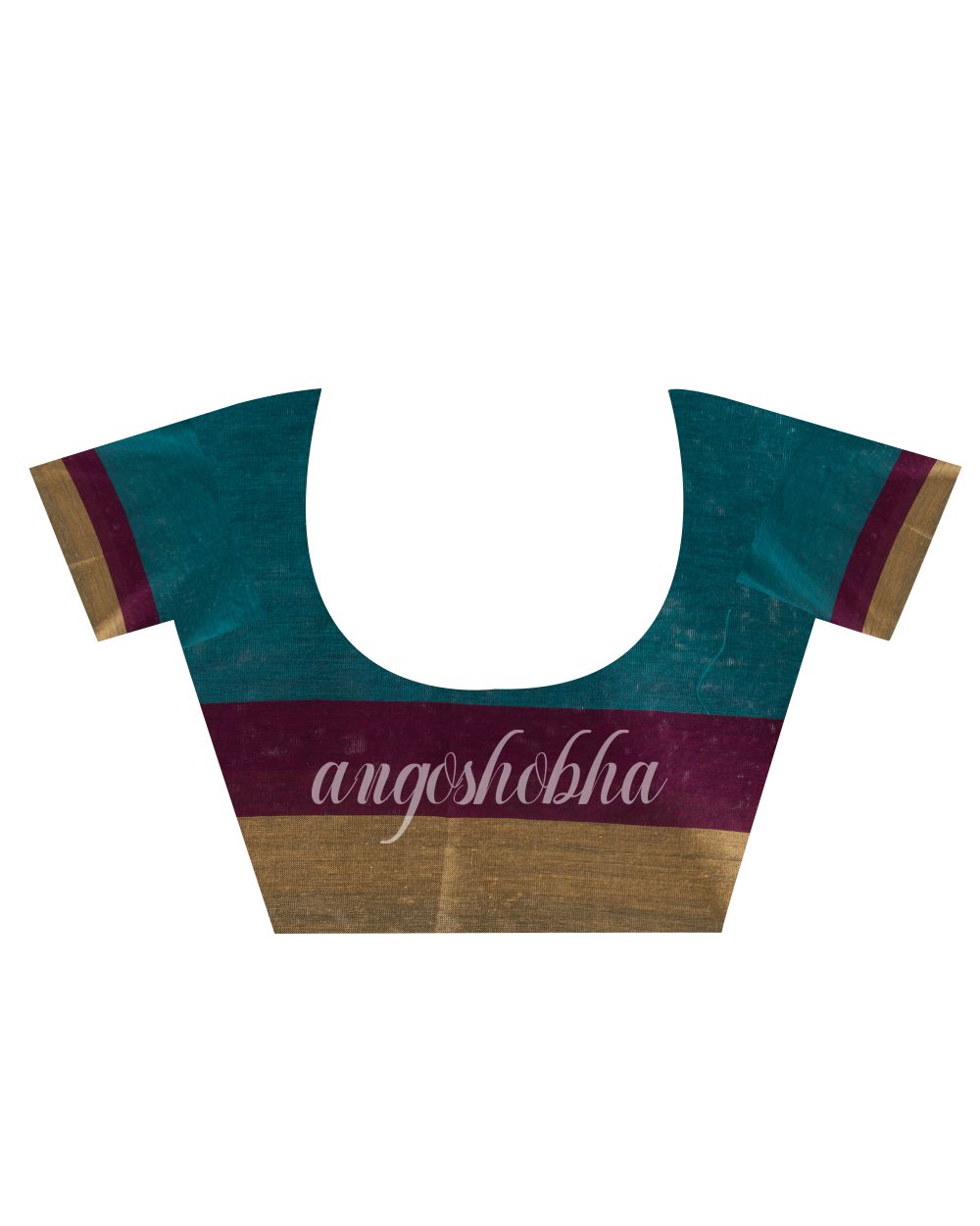 Teal handloom bengal cotton saree angoshobha