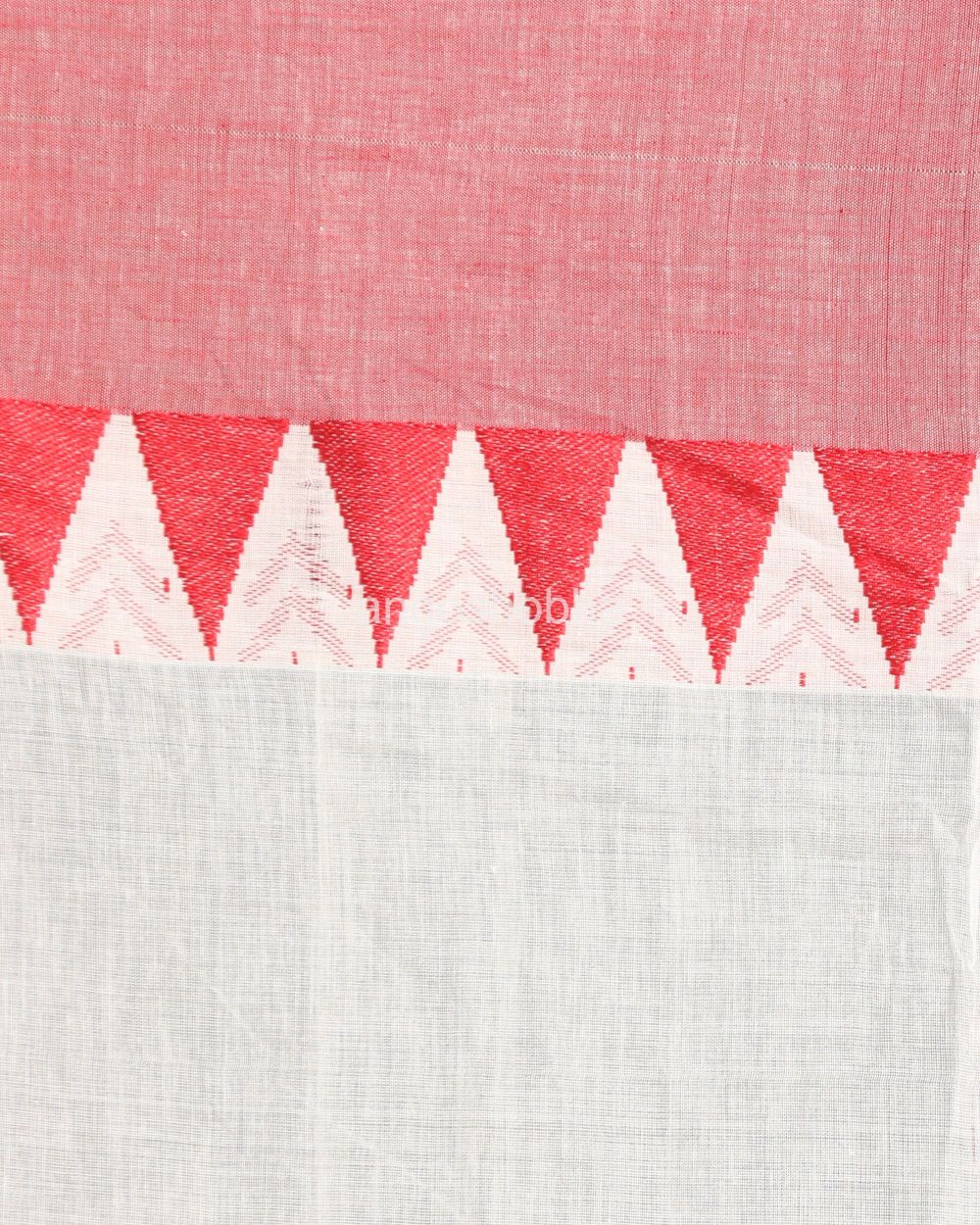 Temple Border White Cotton Tangail Saree angoshobha