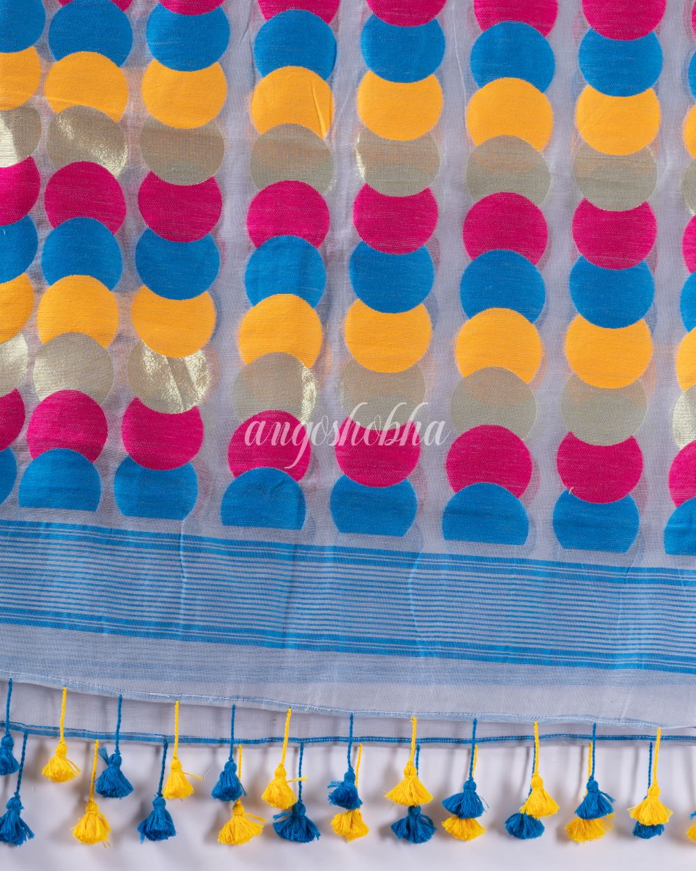 Traditional Ash Gray Soft Dhakai Ball Jamdani Saree angoshobha