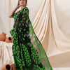 Traditional Black Green Leaf Soft Dhakai Jamdani Saree angoshobha