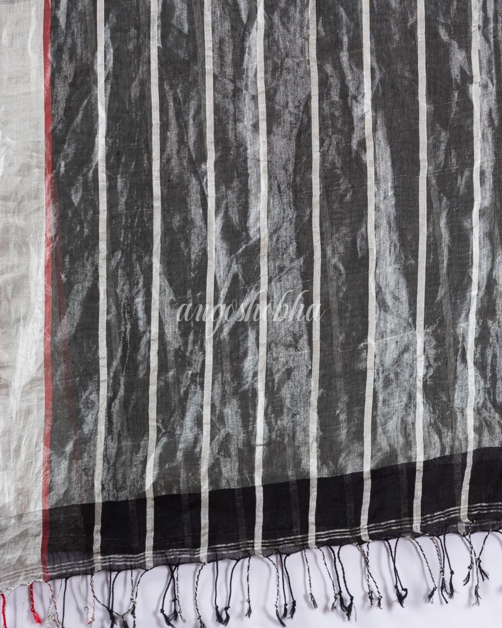 Traditional Black Handloom Linen Saree angoshobha