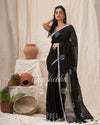 Traditional Black White Linen Jamdani Saree