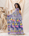 Traditional Blue Grey Soft Dhakai Jamdani Saree