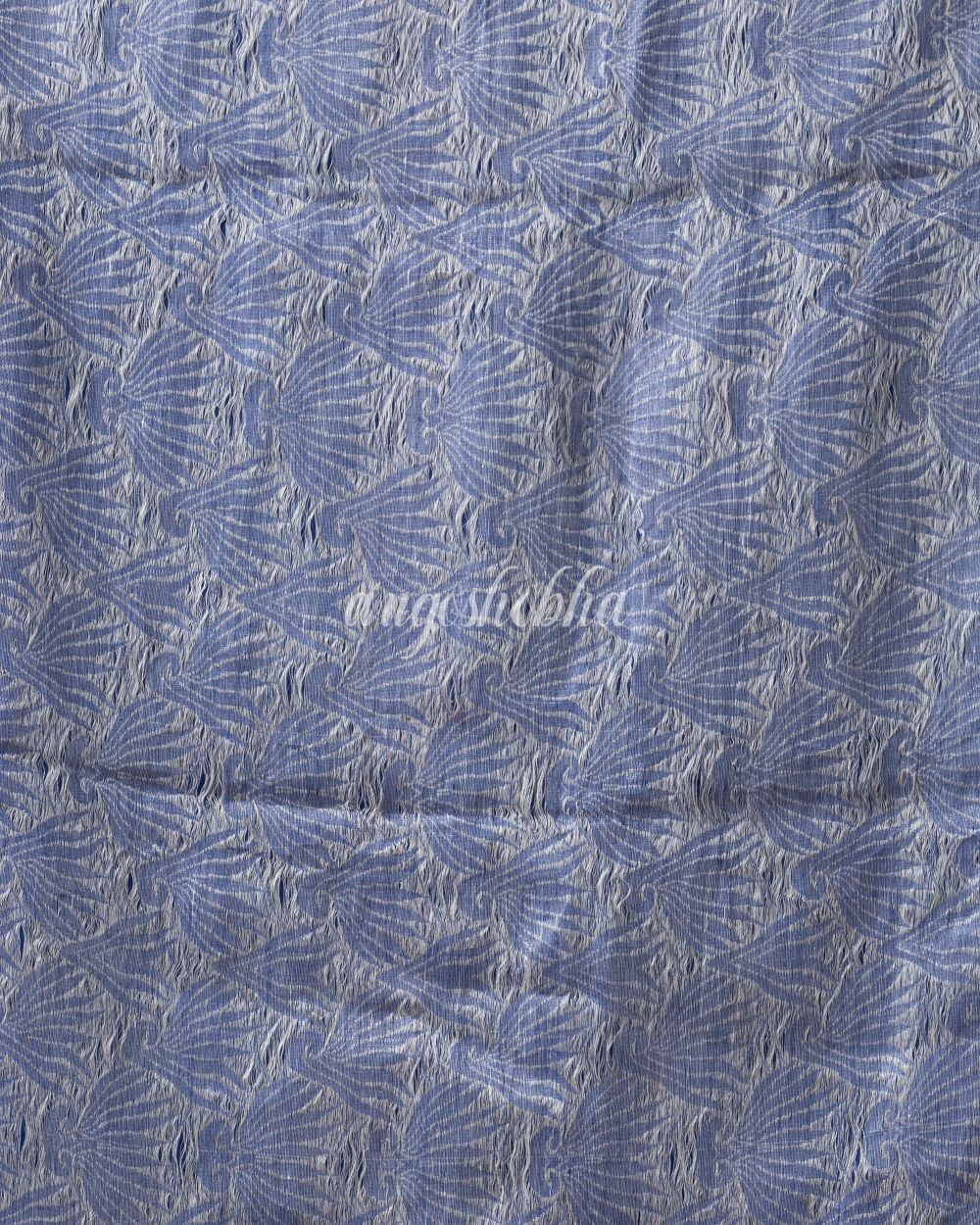 Traditional Blue Silk Linen Handloom Saree angoshobha