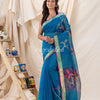 Traditional Blue Soft Dhakai Jamdani Saree angoshobha
