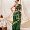 Traditional Cotton Blend Dark Green Handloom Saree angoshobha