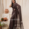 Traditional Dark Brown Linen Jamdani Saree angoshobha
