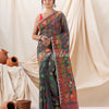 Traditional Dark Grey Soft Dhakai Jamdani Saree angoshobha