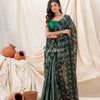 Traditional Dark Slate Grey Motka Silk Sequin Soft Jamdani Saree angoshobha